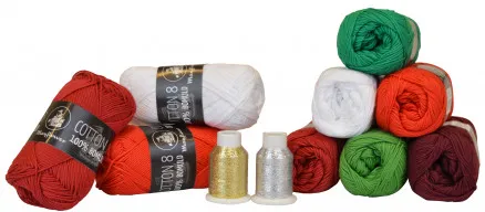 Mayflower Cotton 8/4 Paquete de hilo Navidad 6 colores + 2 Brillos - 11 uds - Mayflower Cotton 8/4 Paquete de hilo Navidad 9 colores + 2 Brillos - 11 uds