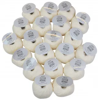 Drops Cotton Merino Paquete de Hilo Unicolor 01 Natural - 20 uds - Drops Cotton Merino Paquete de Hilo Unicolor 01 Natural - 20 uds