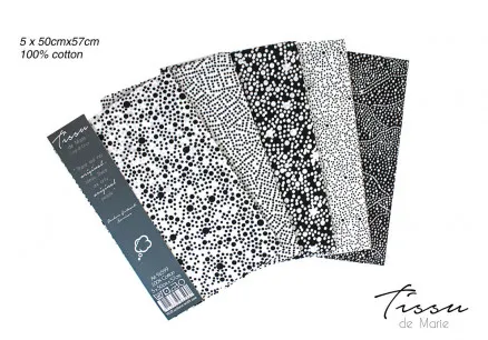 Tissu de Marie Fat Quarter Onyx 50x57cm - 5 uds