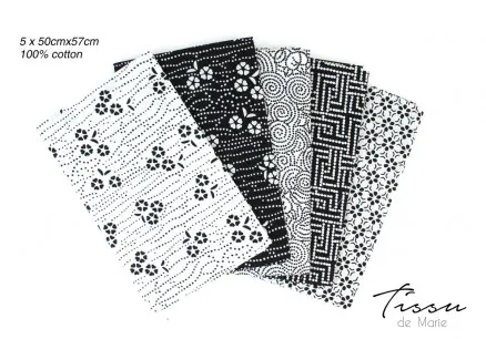 Tissu de Marie Fat Quarter Blanco Sabiduría 50x57cm - 5 uds