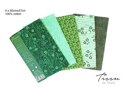 Tissu de Marie Fat Quarter Esmeralda 50x57cm - 5 uds