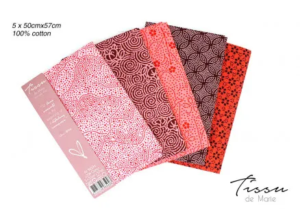 Tissu de Marie Fat Quarter Rose 50x57cm - 5 uds