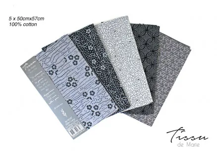 Tissu de Marie Fat Quarter Plata 50x57cm - 5 uds