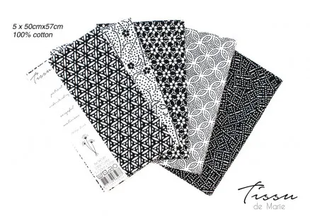 Tissu de Marie Fat Quarter Neutral Perle 50x57cm - 5 uds